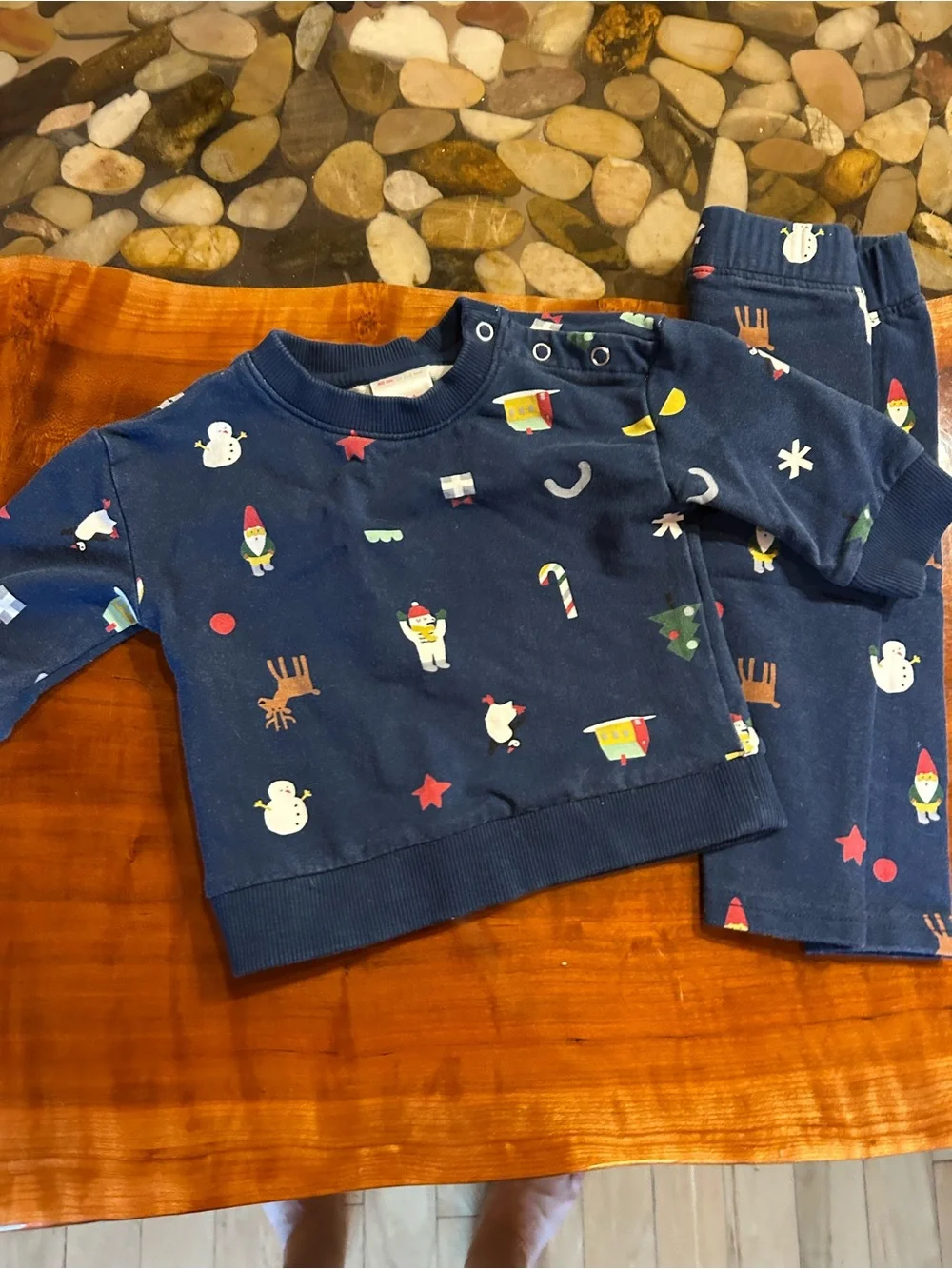 Hanna Andersson Navy Blue Holiday Character Pajama Set